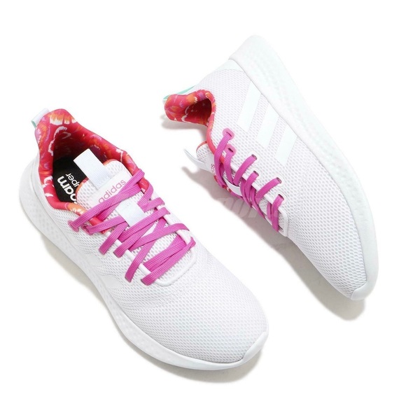 NIB Adidas Puremotion Running Inspired Athletic Sneaker White Pink Red Womens 8 - Picture 1 of 12